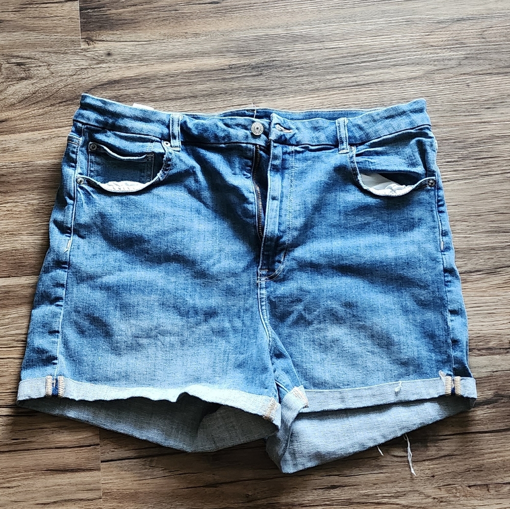 American Eagle Outfitters High Waist Denim Shorts - Light Blue